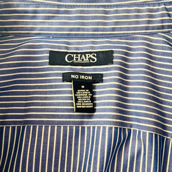 CHAPS Blue White Striped Long Sleeve Button Pinstripes Blouse Sz Medium - Picture 8 of 13